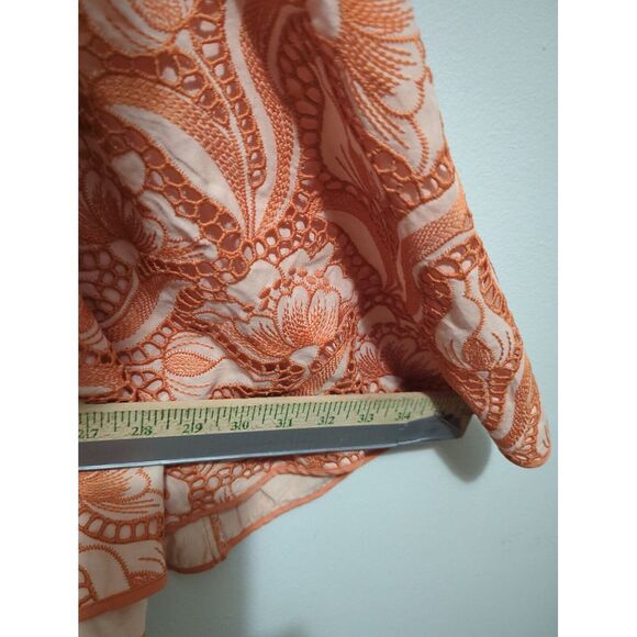 NWT Anthropologie Womens Midi Floral Embroidery Bodycon Dress Orange Size 8 - Picture 11 of 12